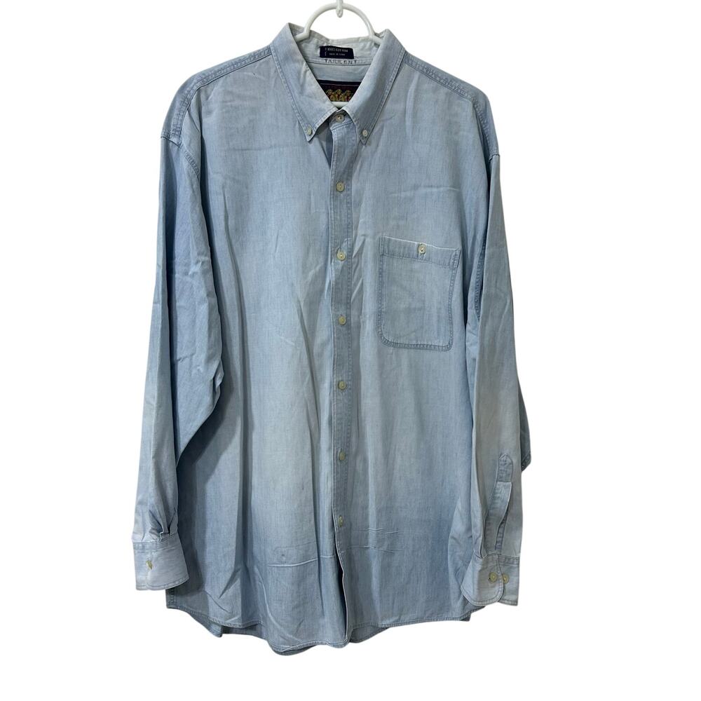 Ralph Lauren Chaps Vtg Mens Sz 17 1/2 34-35 Chambray Blue Long Sleeve Shirt 90s